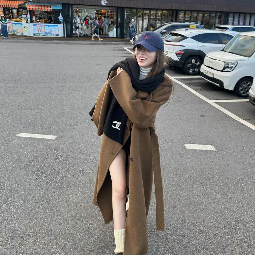 10221宽松长大衣S-XL【A2】外套中长款气质加厚时尚