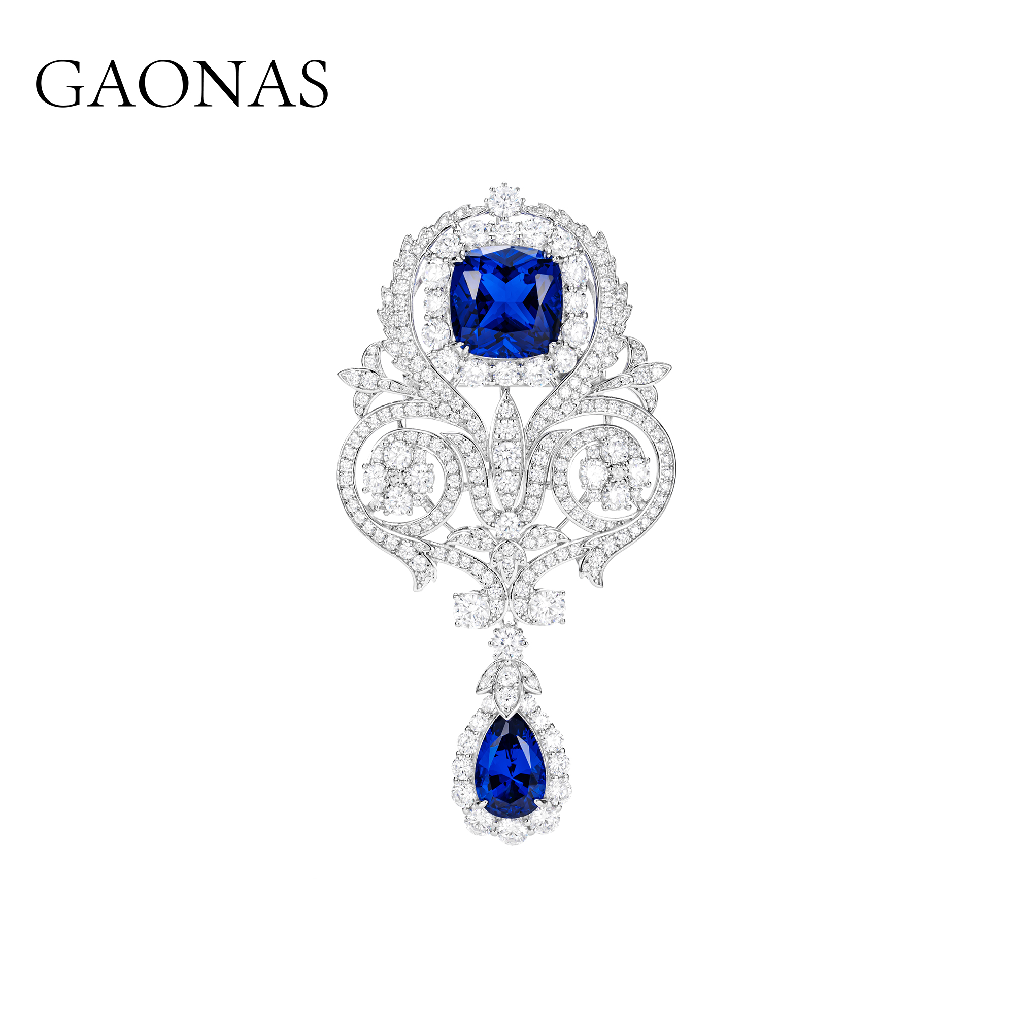 GAONAS 合成锆石胸针 中古枭鹰古典优雅蓝色胸针11074ZB