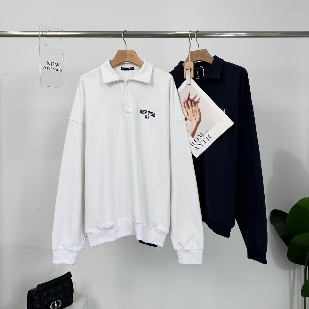 C309翻领胸口字母刺绣长袖秋季上衣休闲韩版卫衣12DM