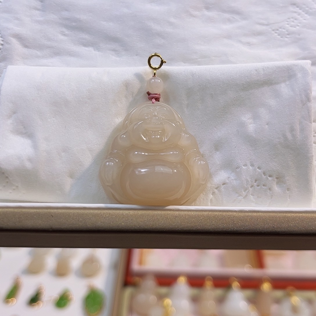 和田玉18K金镶嵌吊坠(不含链)