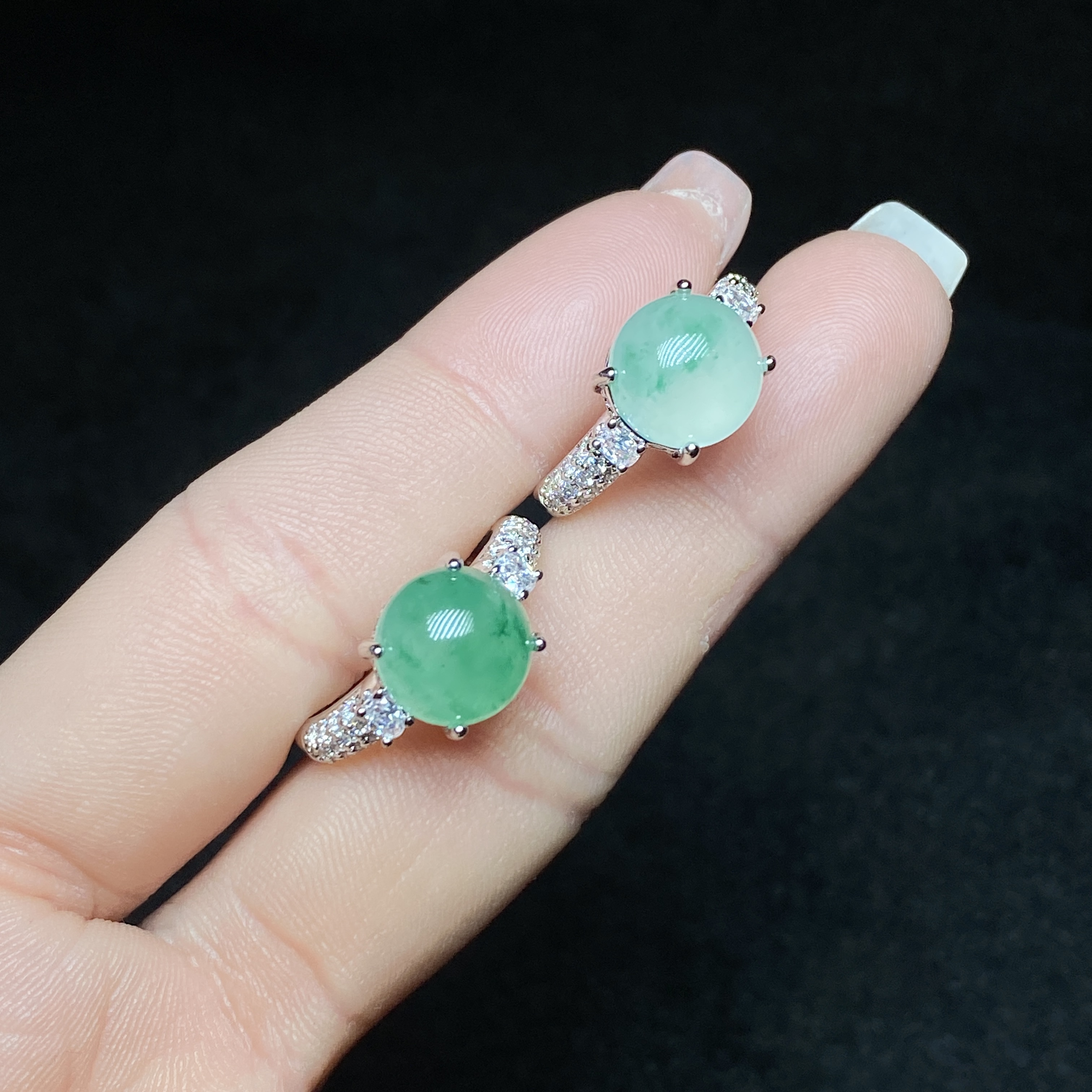 【小北好物】非洲翠蛋面戒指约9*9mm【多样性发一件】QS34X163