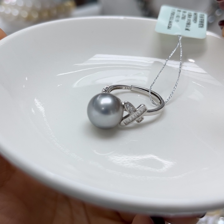 海水珍珠戒指银S925镶嵌可打8折