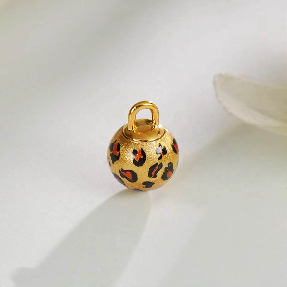 【豹发金球】18k金拉丝烤漆金球直径约12mm吊坠配件DIY豹纹金色