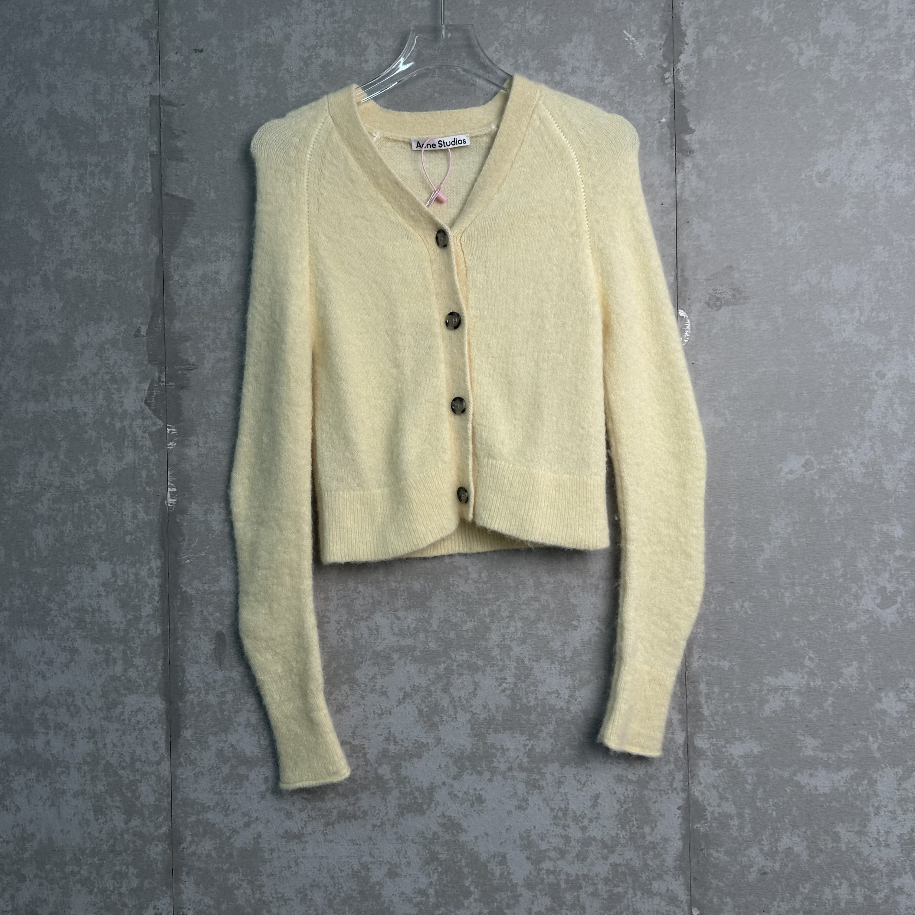 未使用 Acne studio XXS*1/黄色纽扣羊毛针织开衫/16828/JP