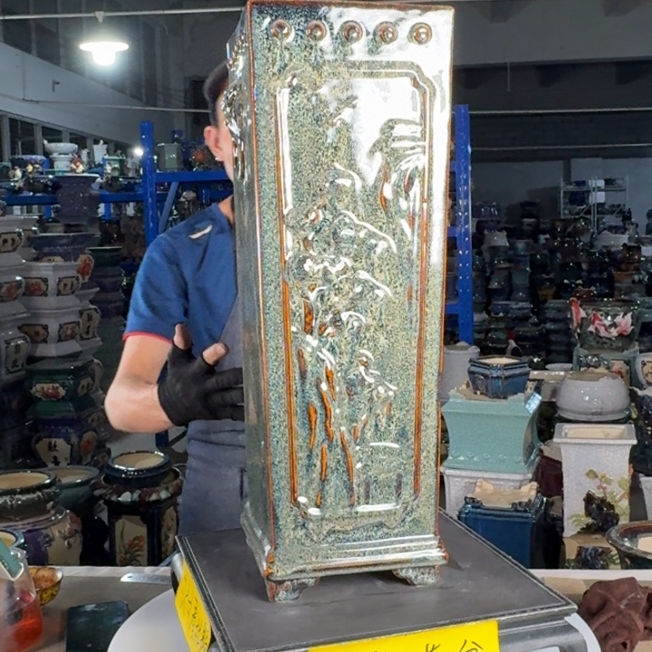 一风堂石湾花盆 内15高52微瑕盆口收缩