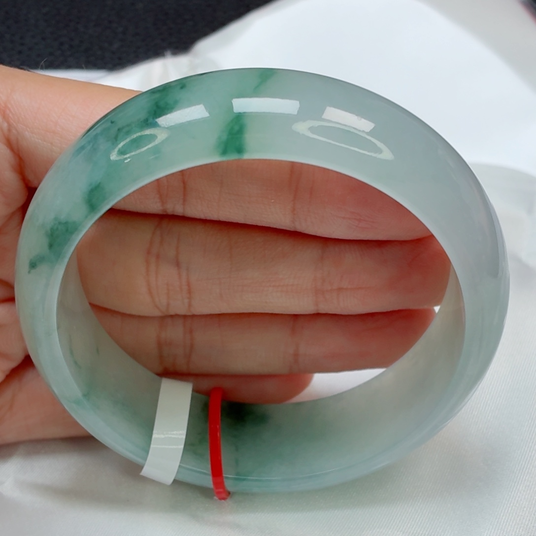 翡翠手镯未镶嵌冰胶起光飘花大轮胎016