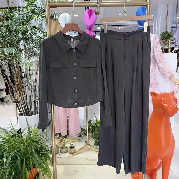 Q1166气质休闲裤高腰时尚百搭女士阔腿