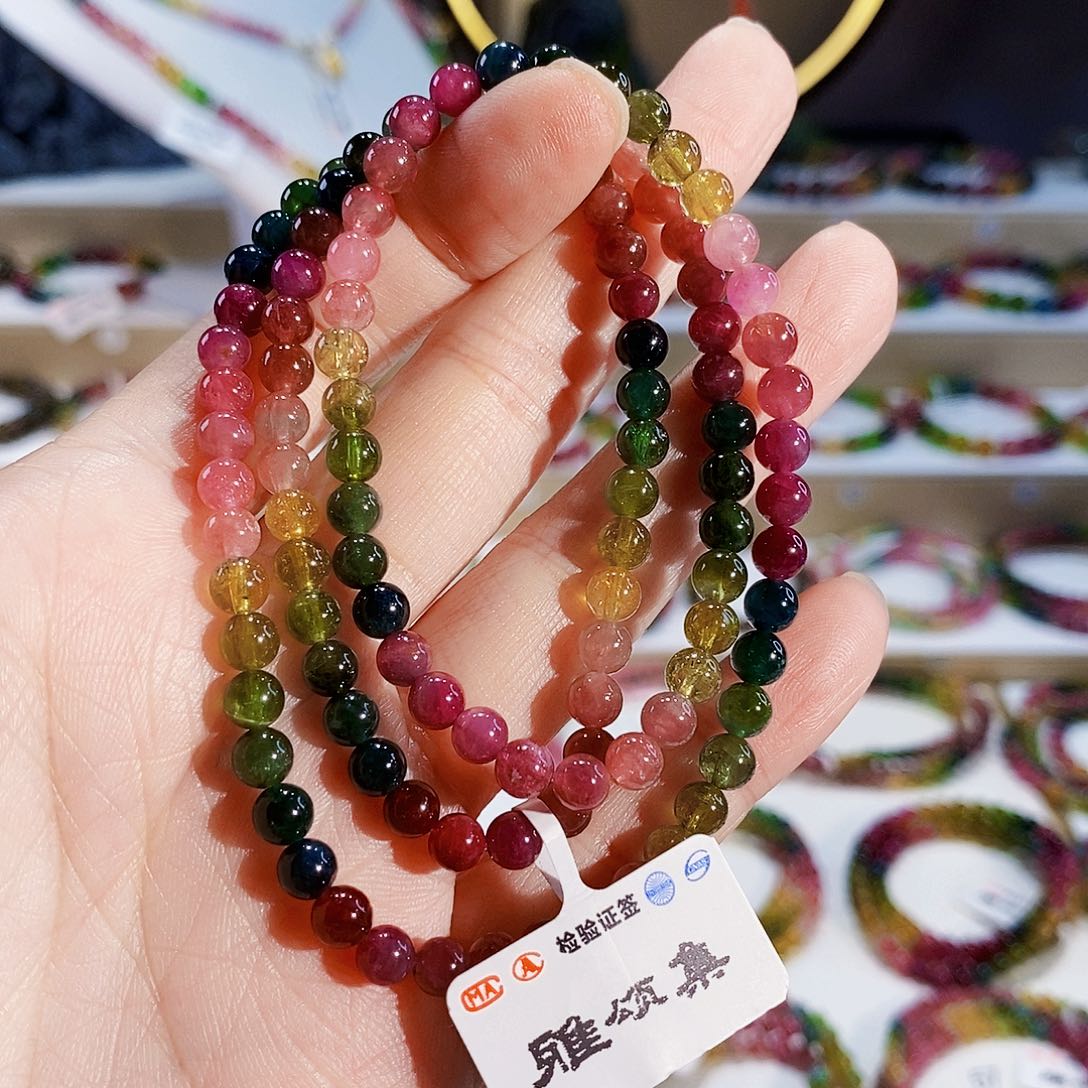 碧玺手链未镶嵌G2297三圈颜色微差