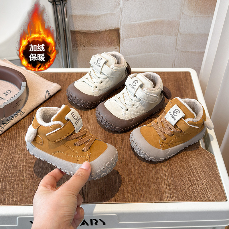 【现货秒发】冬季宝宝鞋子女宝学步鞋婴幼儿软底高帮棉鞋加绒保暖