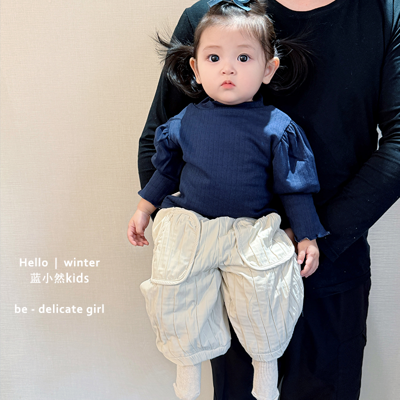 K25D69女宝公主风木耳领女加绒内搭可外穿纯色内搭休闲百搭洋气