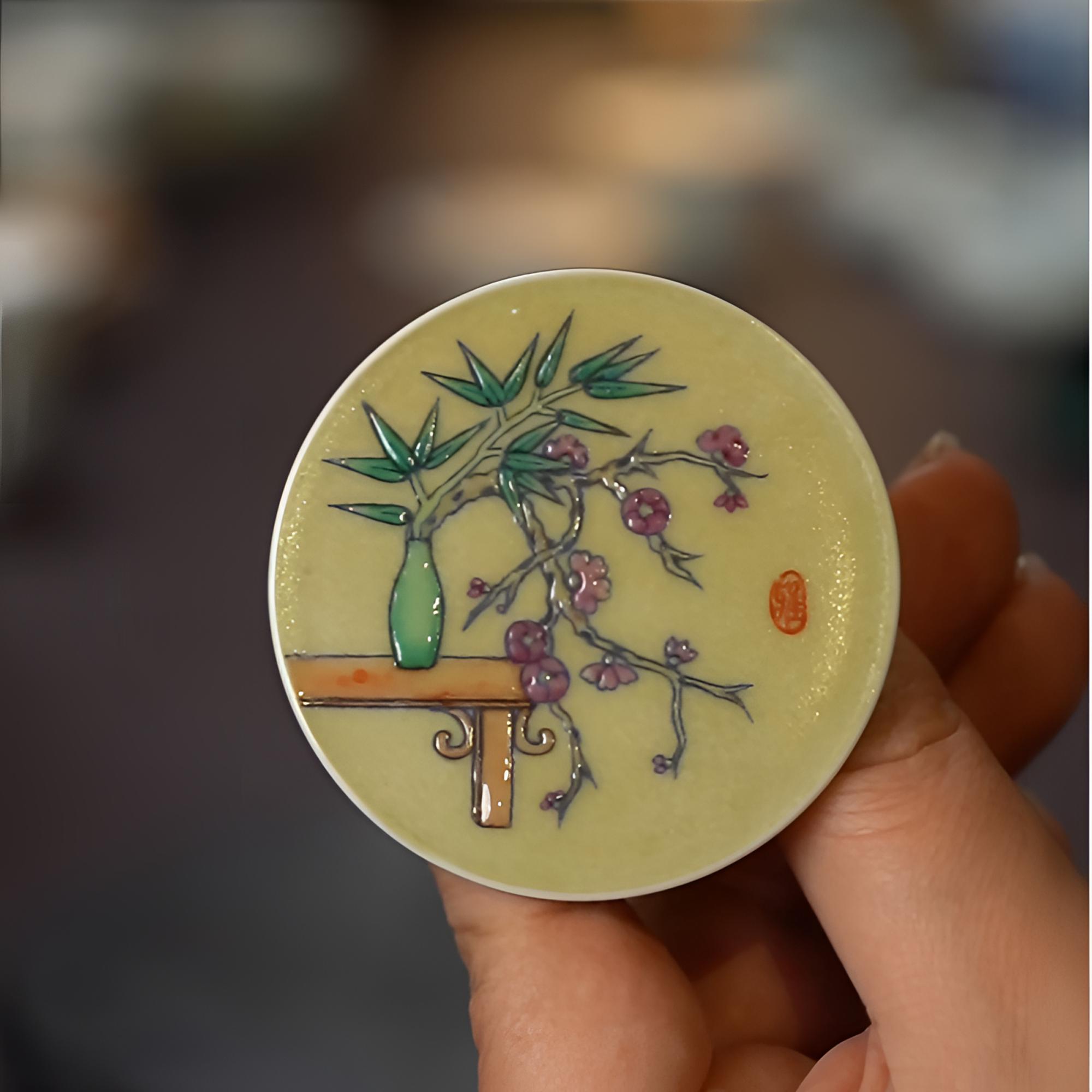 非遗老师手绘釉上彩宋风盖置