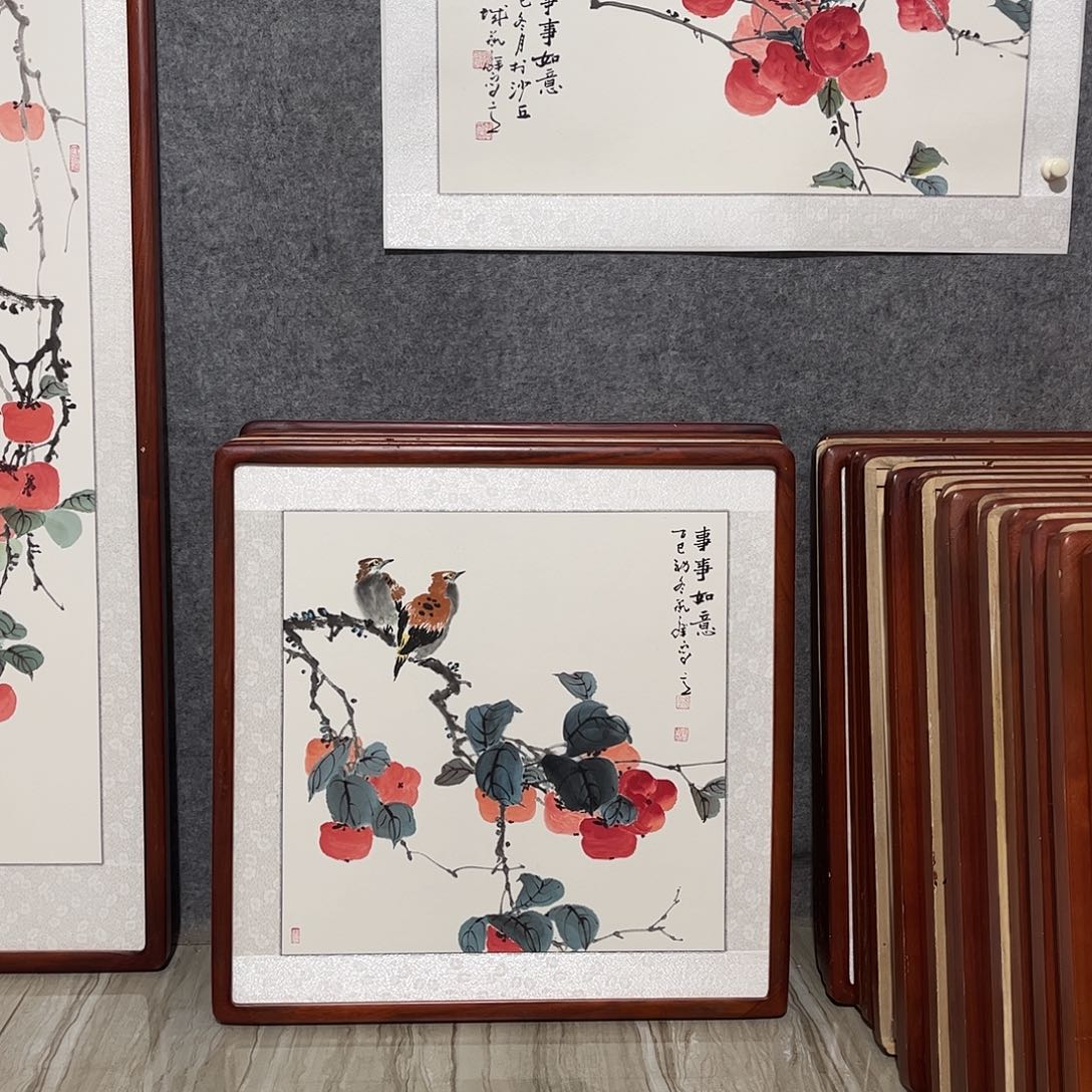 国画书画作品带框63×63