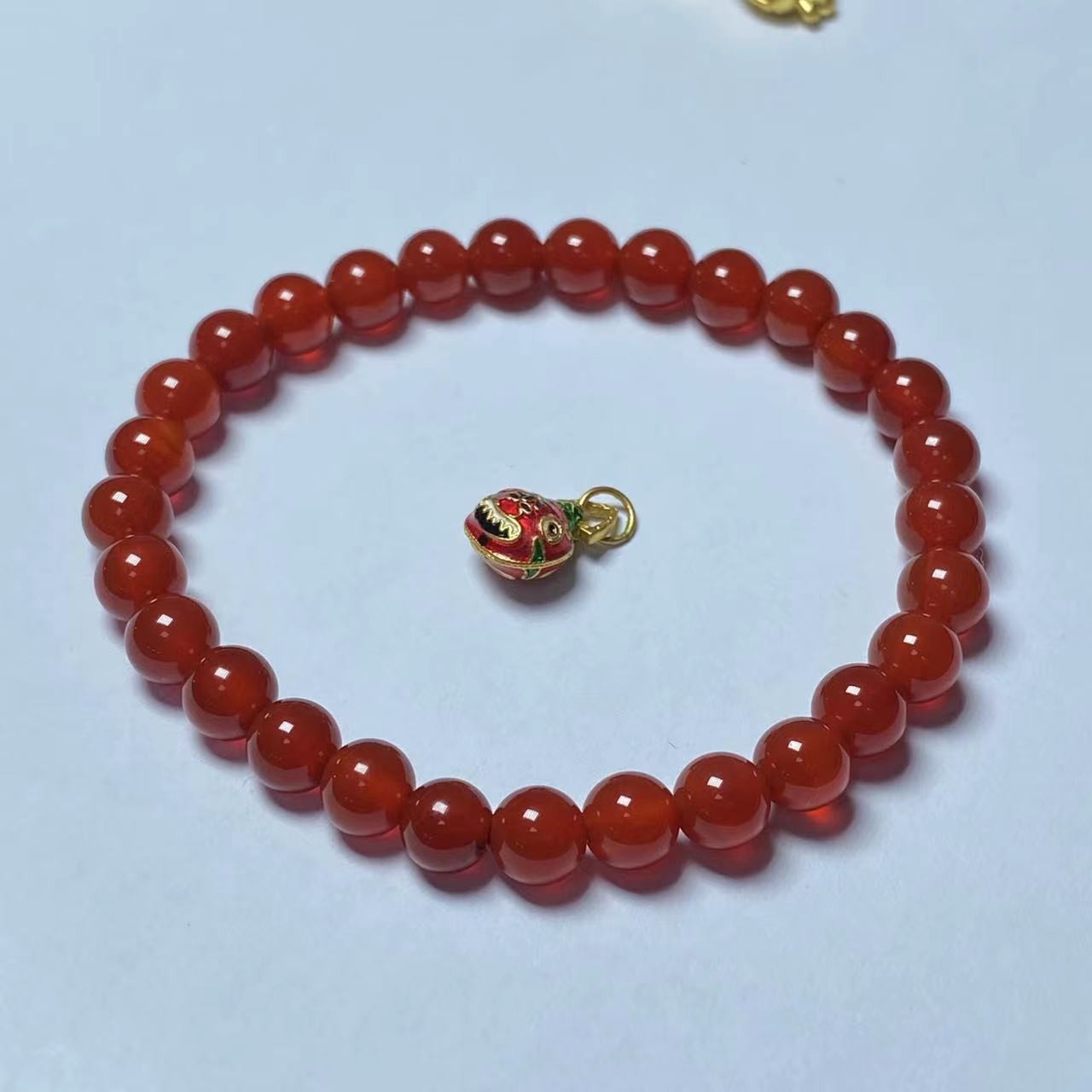 足金999吞金兽妈妈玛 瑙手串@@A290