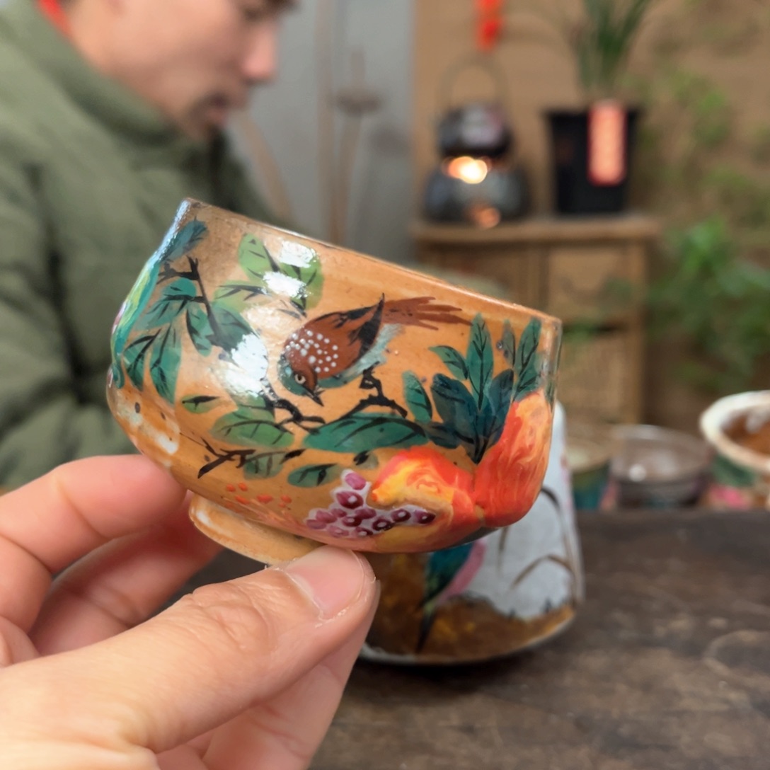 瓷片景德镇柴烧手绘杯