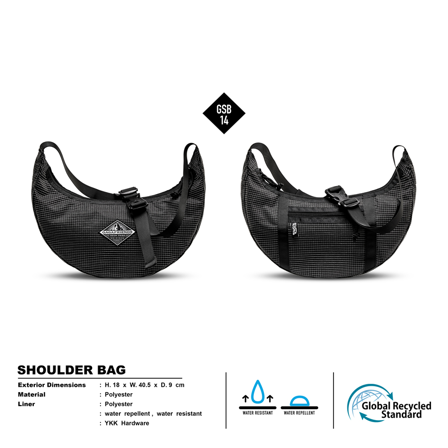 GAGAFRIENDS休闲新月饺子包斜挎包大容量百搭黑色健身背包运动包