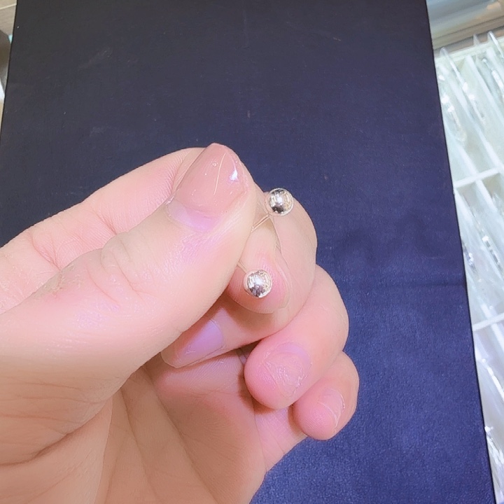 足银足银光珠耳钉直针