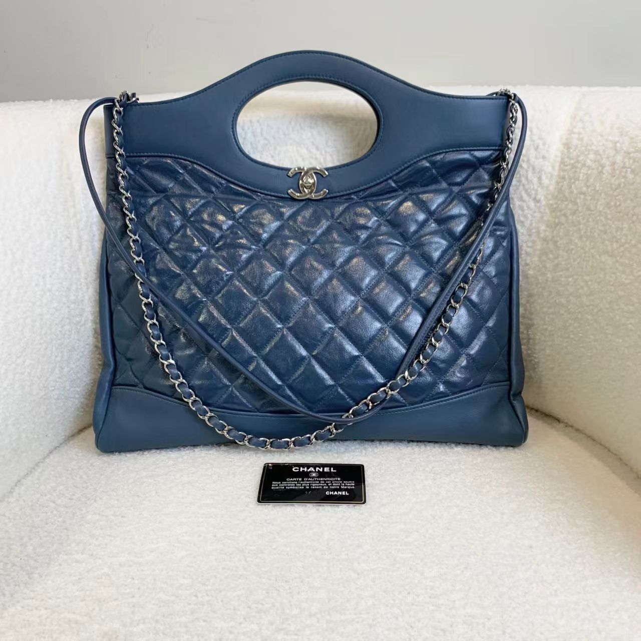 99新 Chanel/香奈儿 壹臻中古/蓝色31bag包28开 dx1321