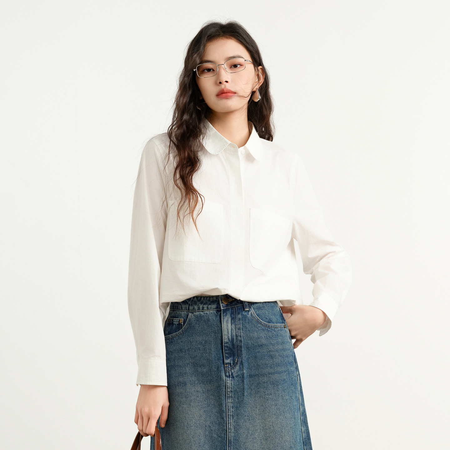 商场同款elva通勤穿搭长袖衬衫女2025秋季新款百搭通勤高级感上衣