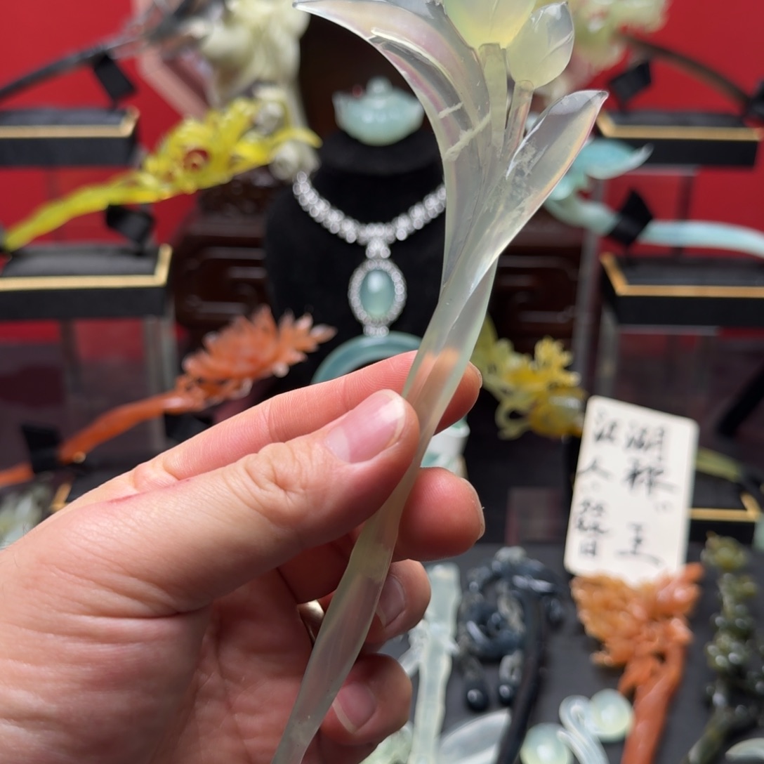 岫玉发饰未镶嵌明君玉簪就是好看