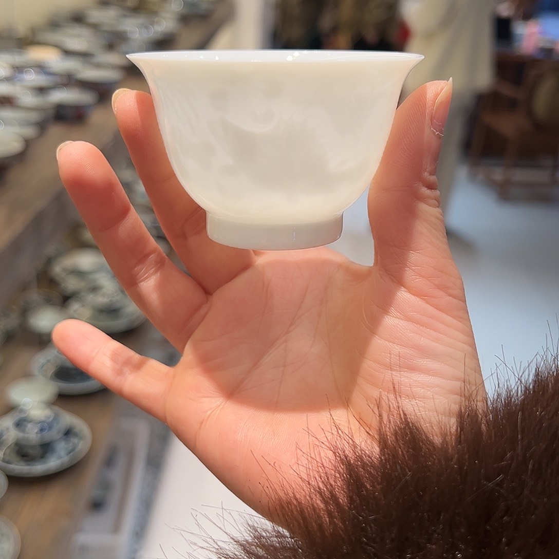 超薄胎内膜印鱼藻纹杯杯