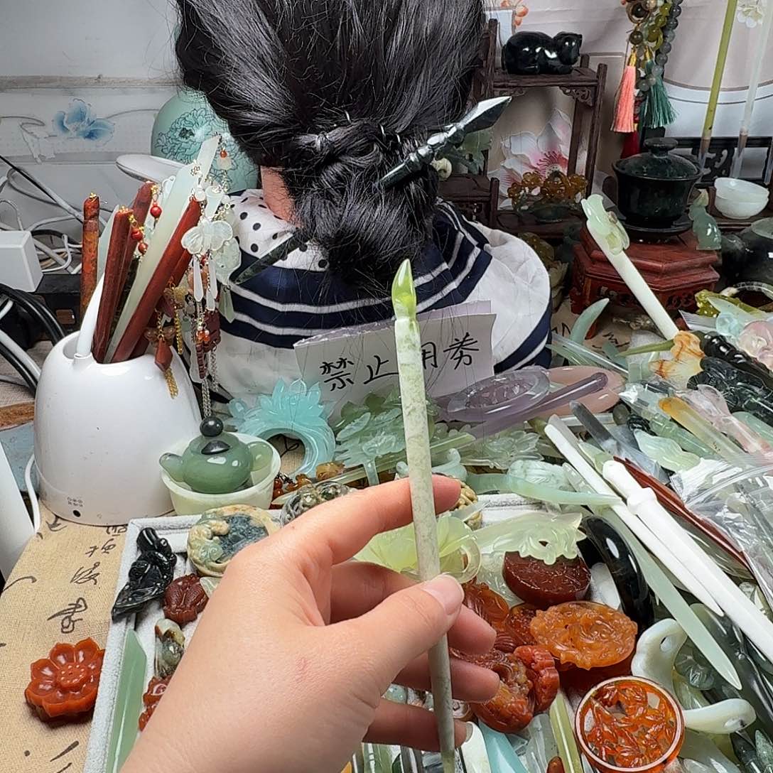 蛇纹石玉合金发饰