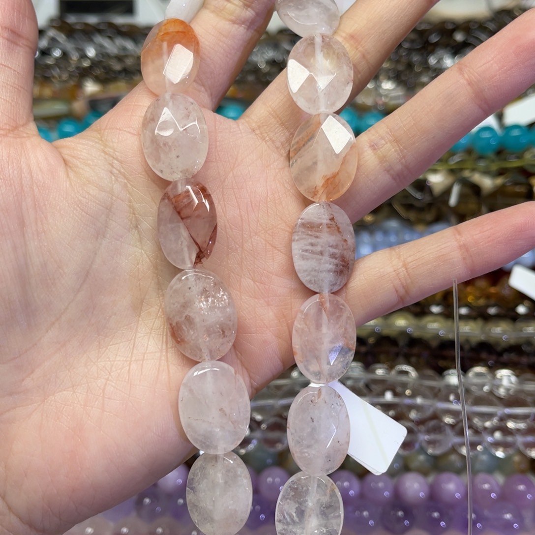 玛瑙/玉髓散珠天然胶花卡15✖️20长条38厘米