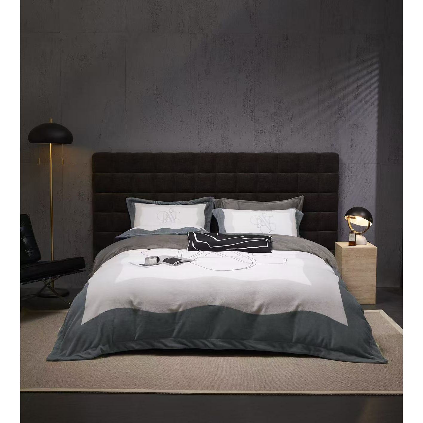 【晴美】高克重加厚牛奶绒数码印花四件套-诗顿