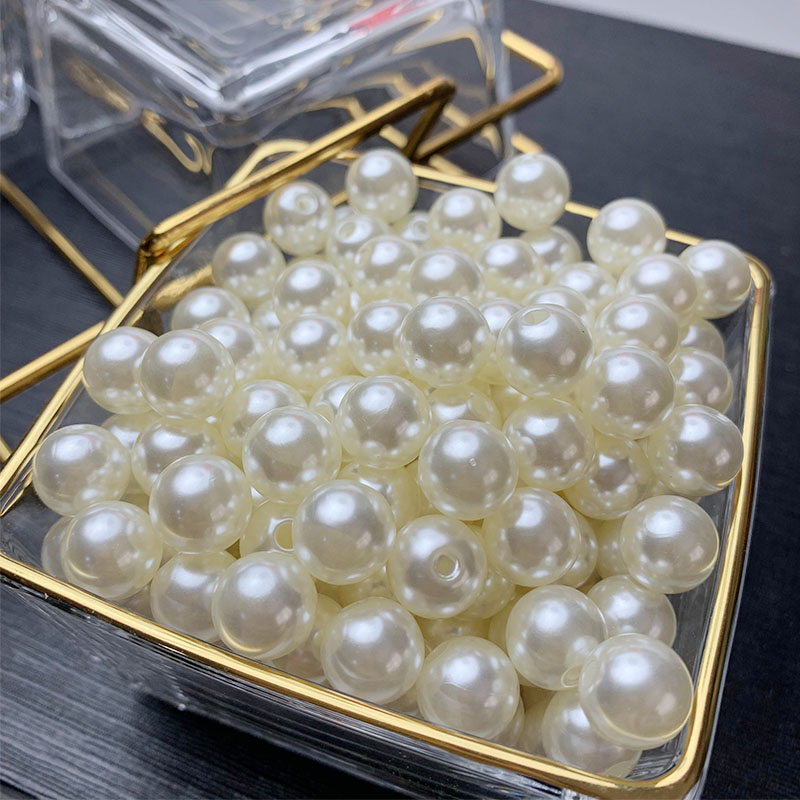 【桃子专属】新款米白通孔半孔仿珍珠创意饰品