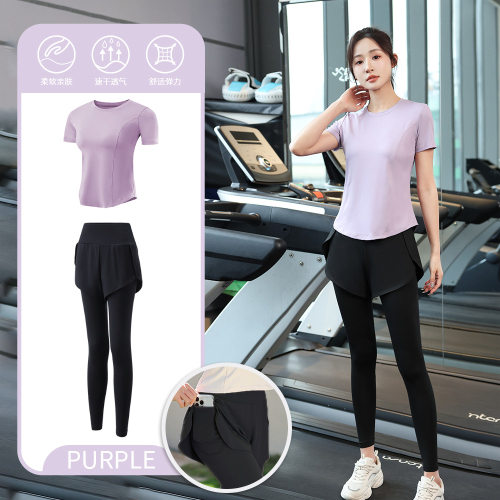 健身套装女春夏季透气短袖两件套高端速干衣跑步专业网红瑜伽运动