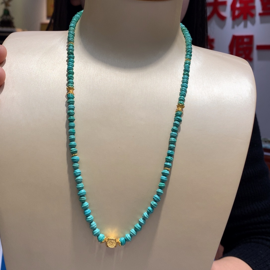 绿松石锁骨链银S925镶嵌