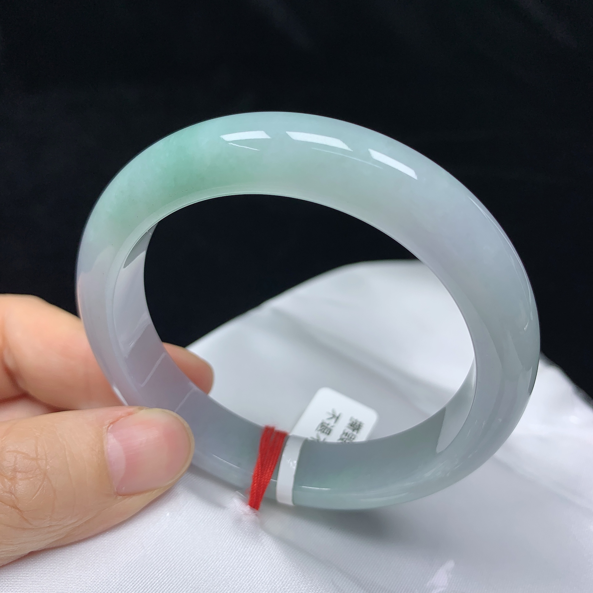 58圈冰润缅甸天然翡翠A货正圈手镯少女款时尚百搭平安玉镯无裂