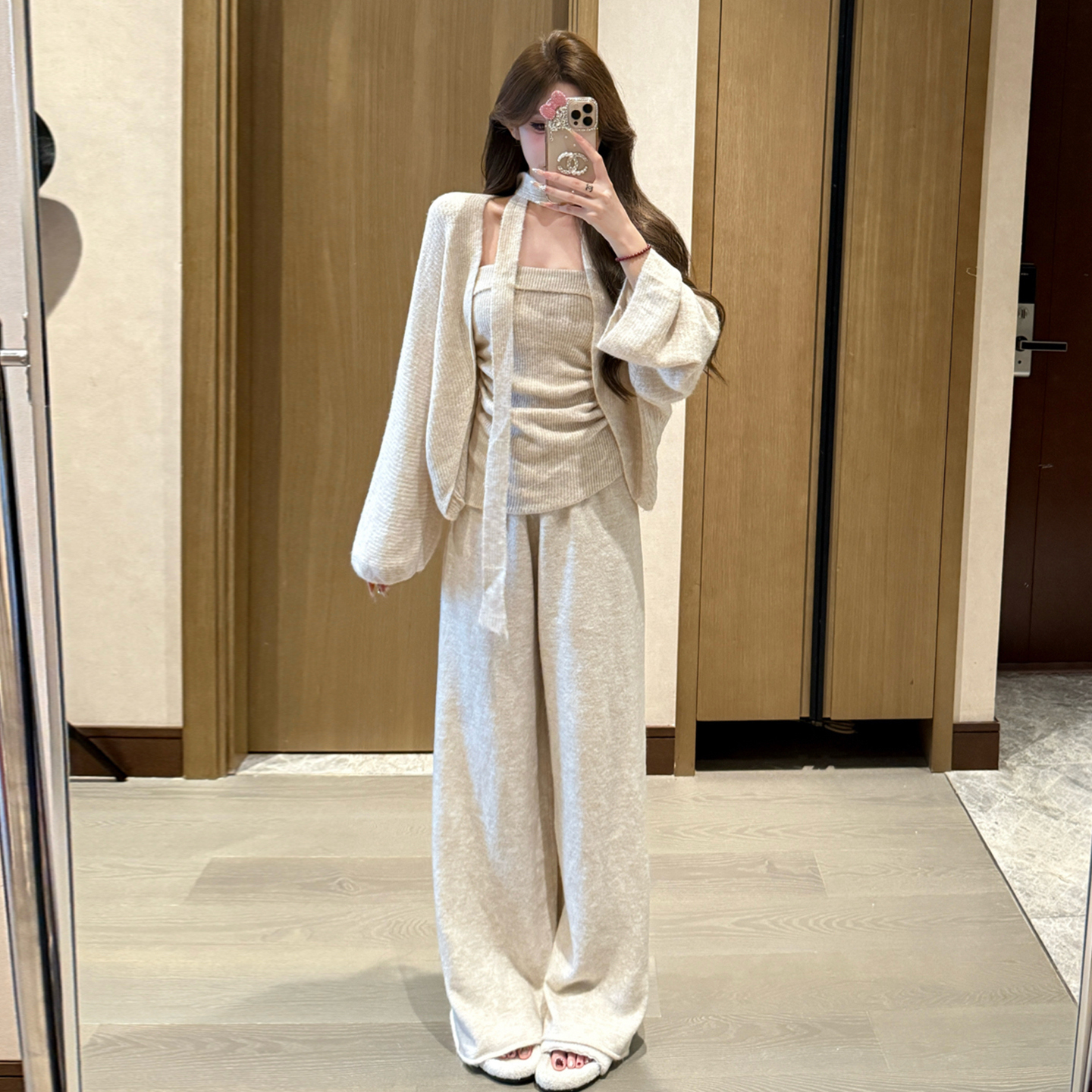 【现货+运补】针织开衫抹胸秋季2025新款韩系巨好看穿搭三件套8710