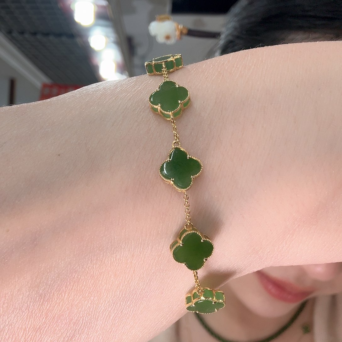 和田玉手链18K金镶嵌