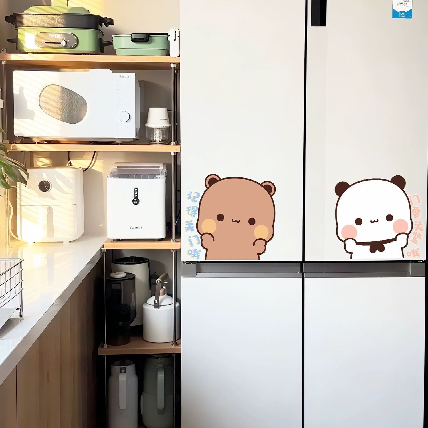 一二布布冰箱静电贴遮丑情侣创意个性推拉门可爱装饰无痕自粘贴纸