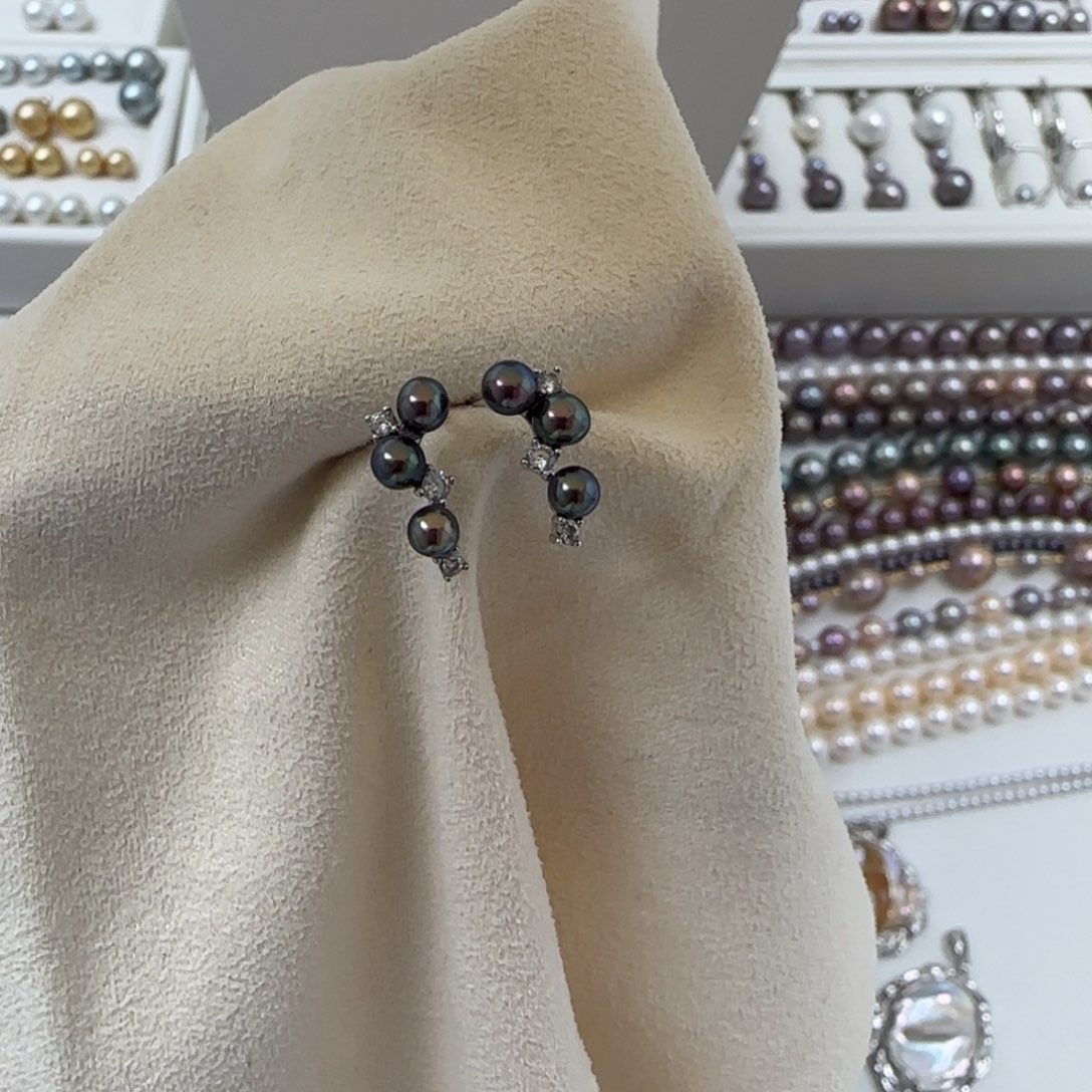 银S925镶嵌耳饰淡水珍珠