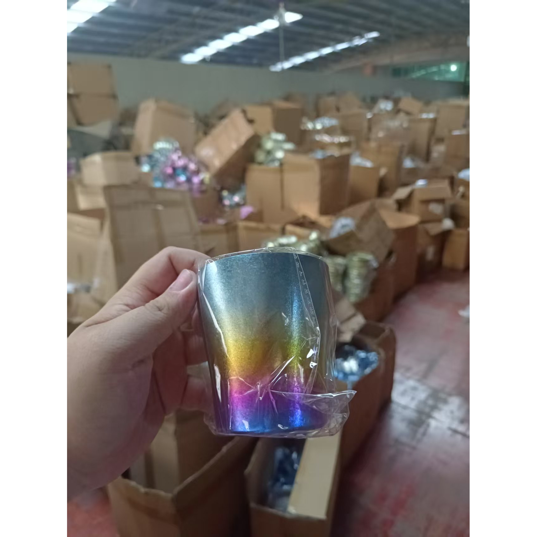 瑕疵冰花纯钛双层斜身杯