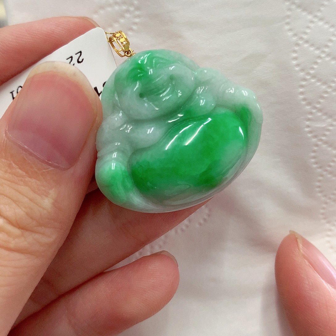 翡翠18K金镶嵌吊坠(不含链)
