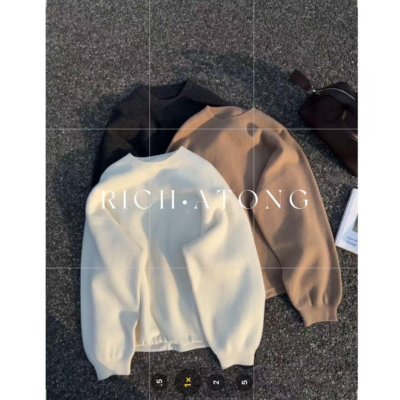 RICH ATONG.-【慵懒羊毛】-2025 韩代款柔软极简羊毛裤上衣1030-12