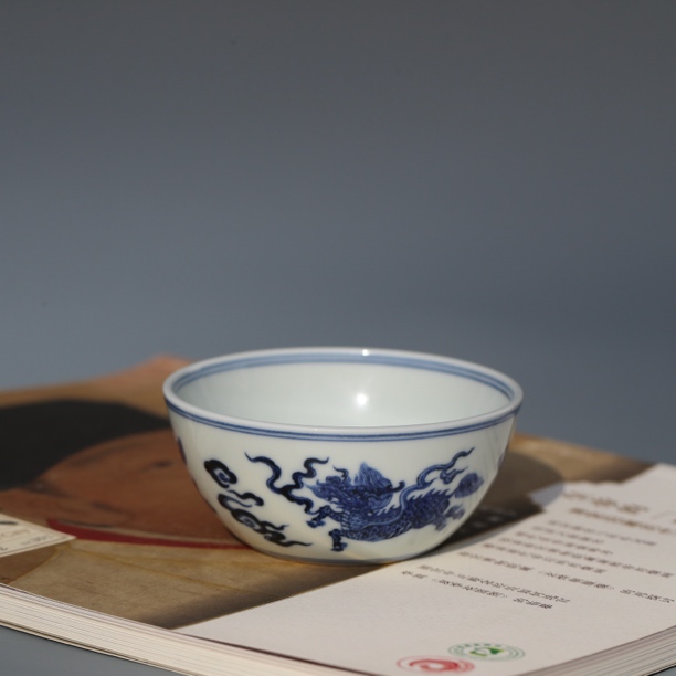 景德镇春风祥玉 青花麒颂平安卧足杯 阿贵茶庄