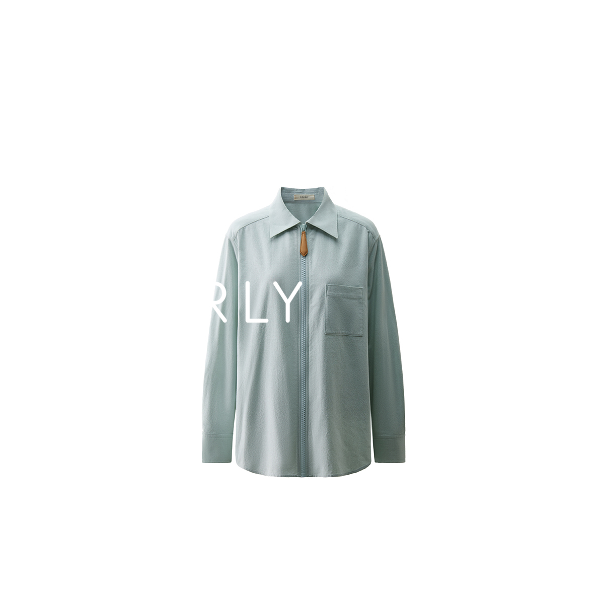 OCHIRLY欧时力棉质宽松拉链衬衫女中长外套静奢风秋欧若风