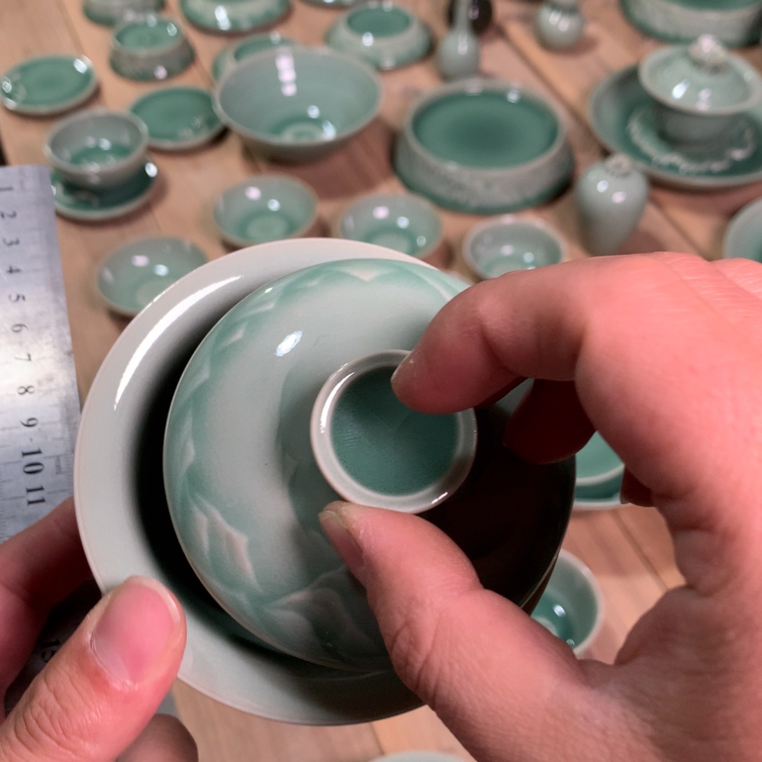 拾***）龙泉青瓷茶具盖碗