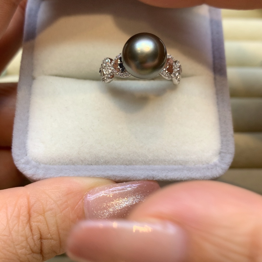 银S925镶嵌戒指海水珍珠