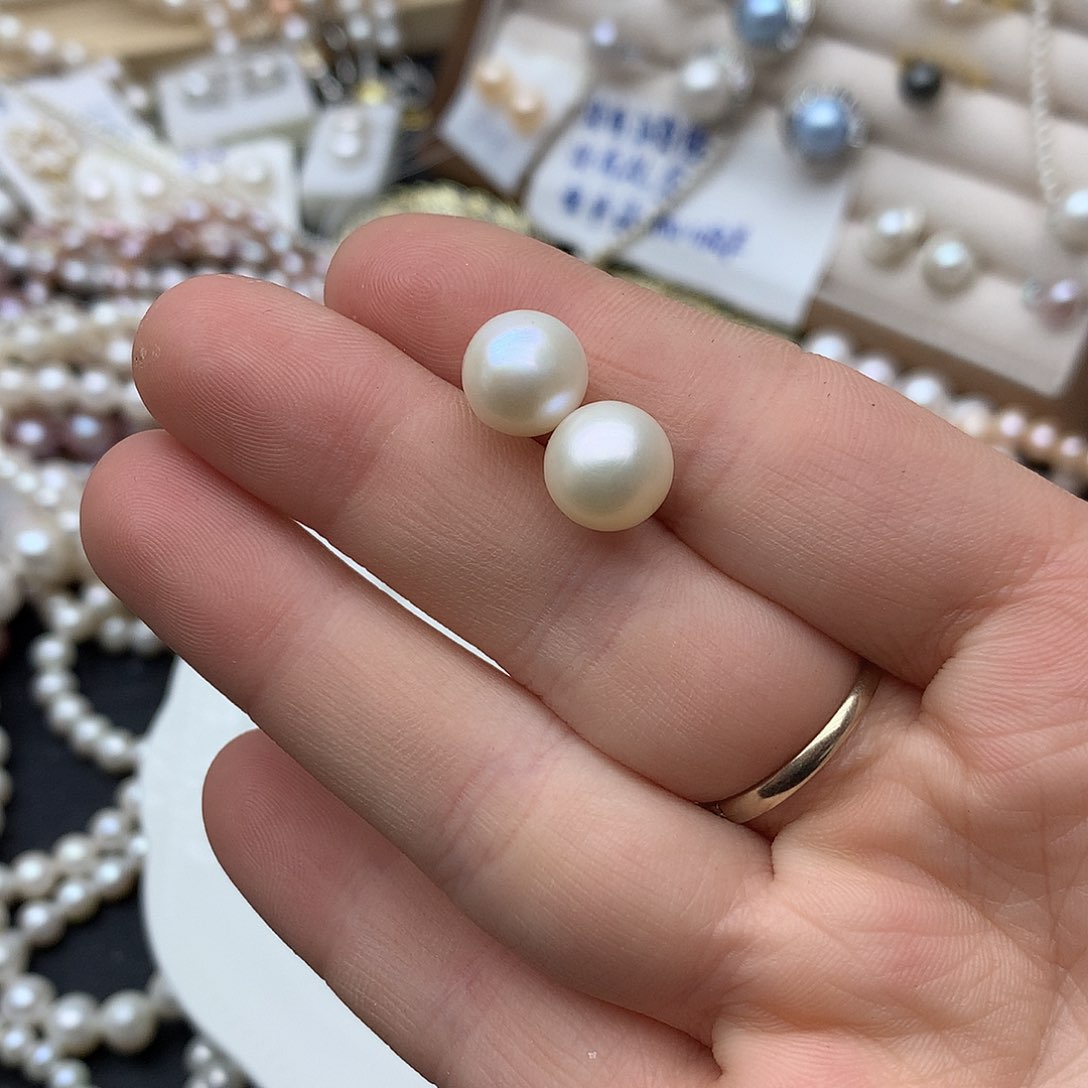 淡水珍珠9-10未镶嵌耳钉w79