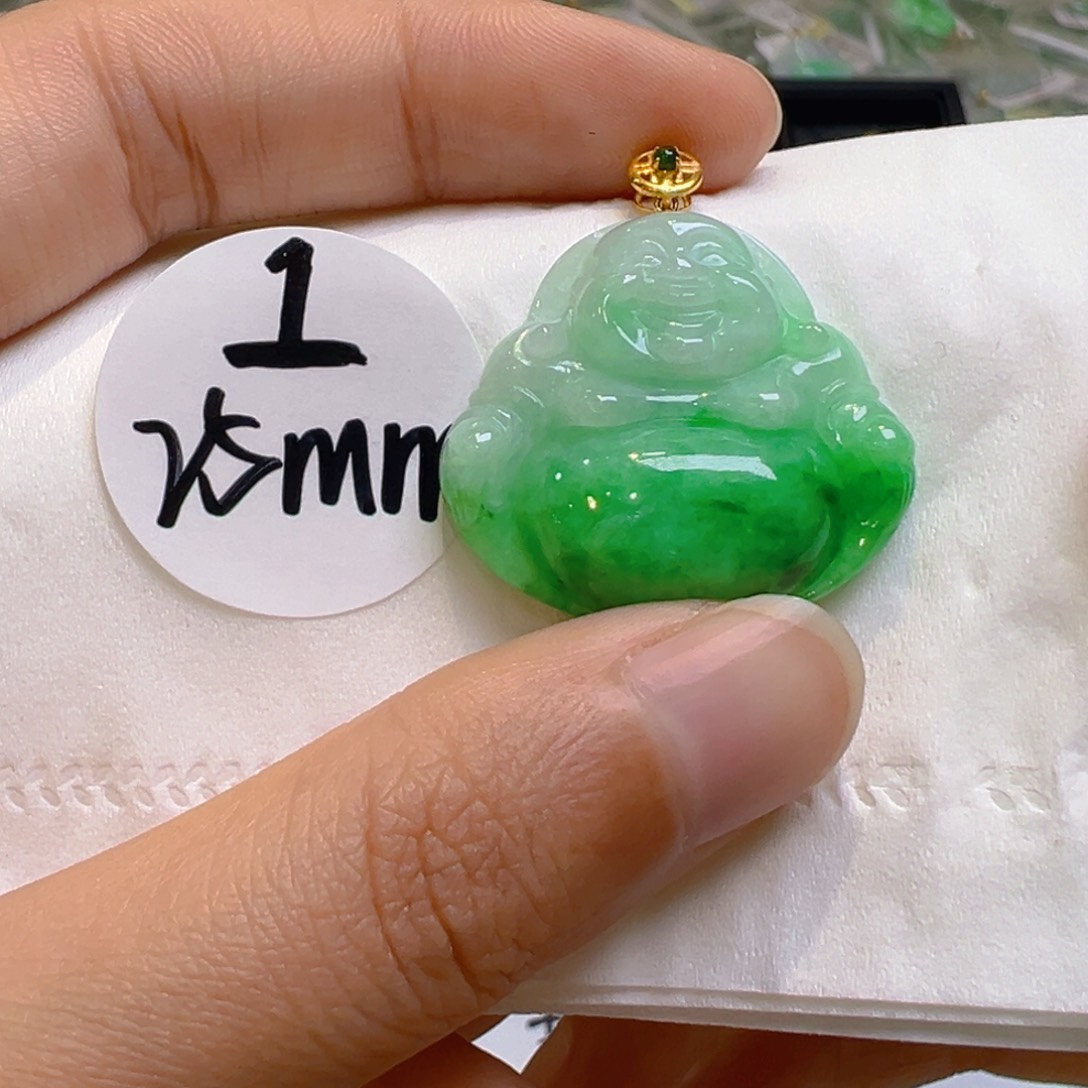 翡翠18K金镶嵌吊坠(不含链)