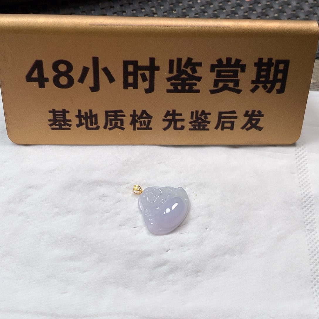 颈饰18K金镶嵌翡翠佛