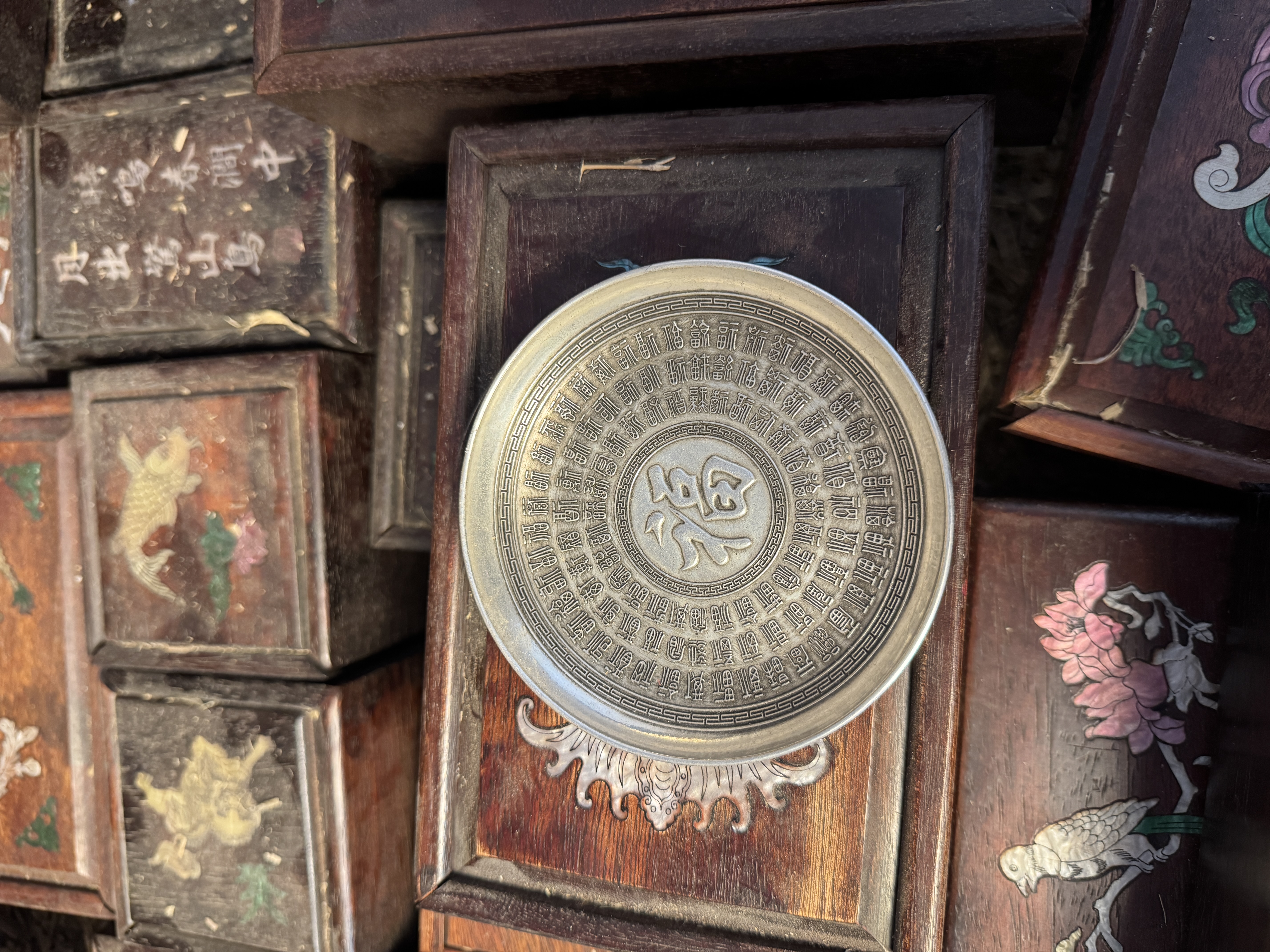 【闪购链接】复古家具摆件银色百福盘子