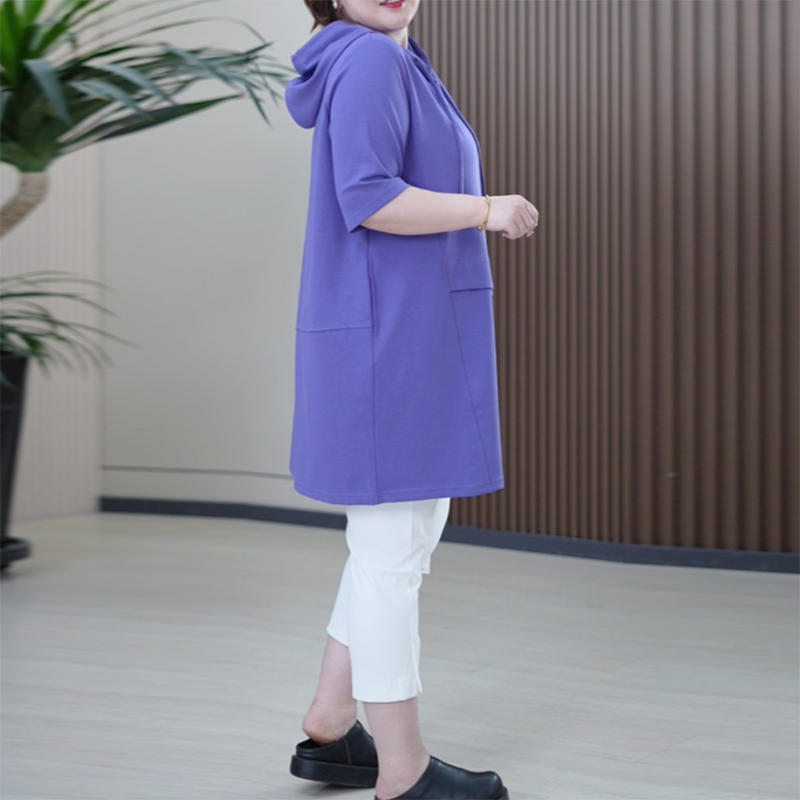 夏季冰棉凉感大码连帽连衣裙显瘦百搭中长时尚休闲爽滑茧型裙