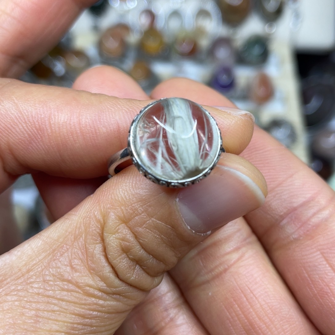 【闪购商品】银S925镶嵌珠宝半成品水晶戒指