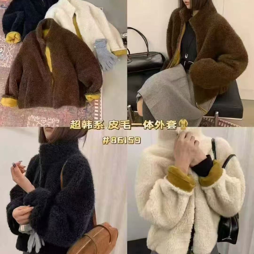 米莱家欧货时尚短款羊羔毛外套冬季加厚韩系纯呢子大衣高级感