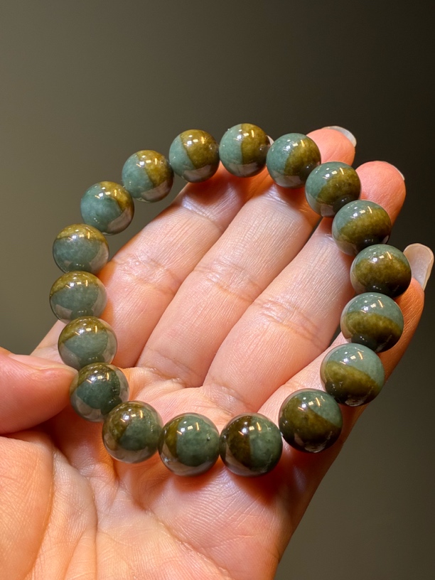 天然翡翠a货鸳鸯珠一线天特色珠串手串卡112